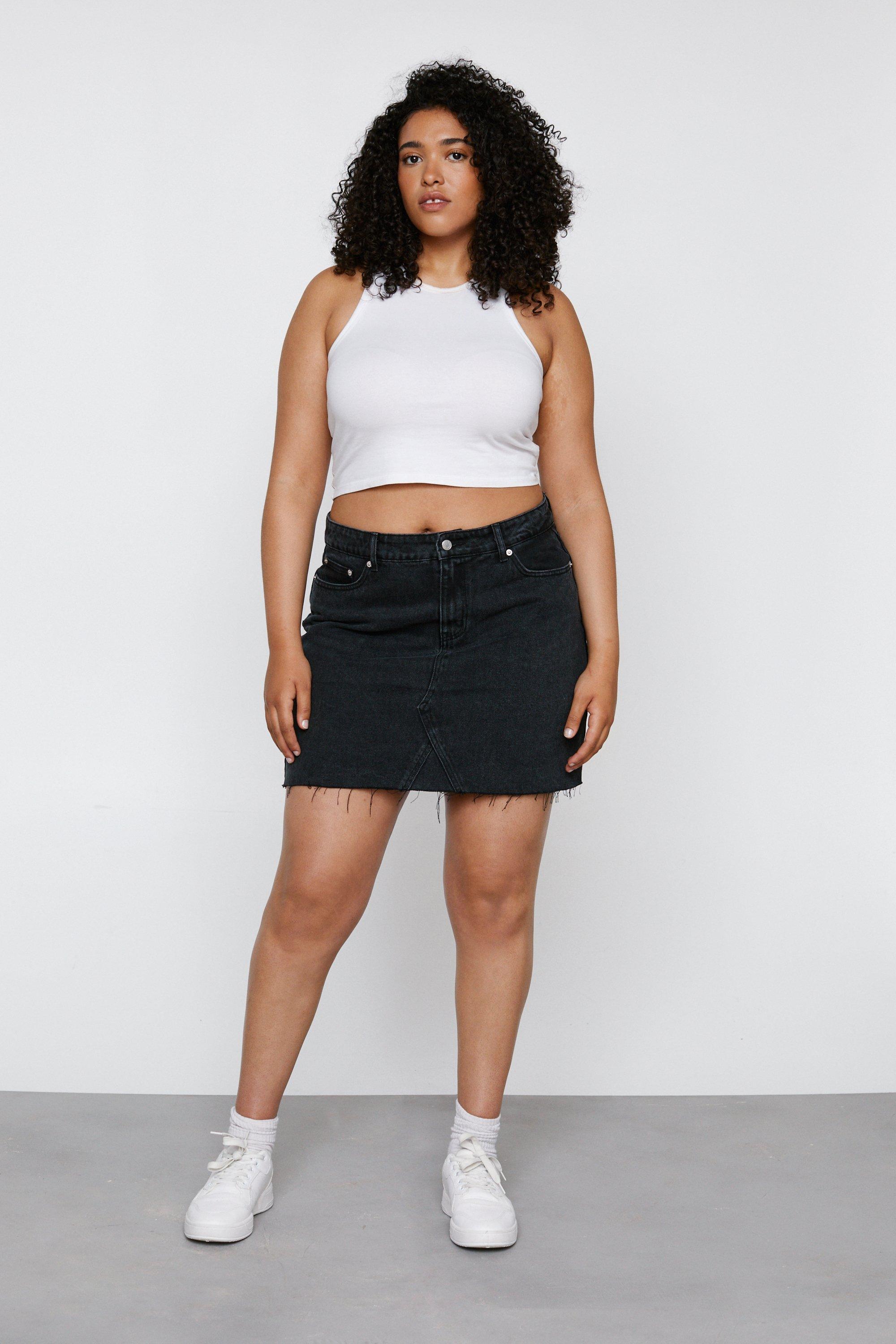 Plus size shop jean skirts